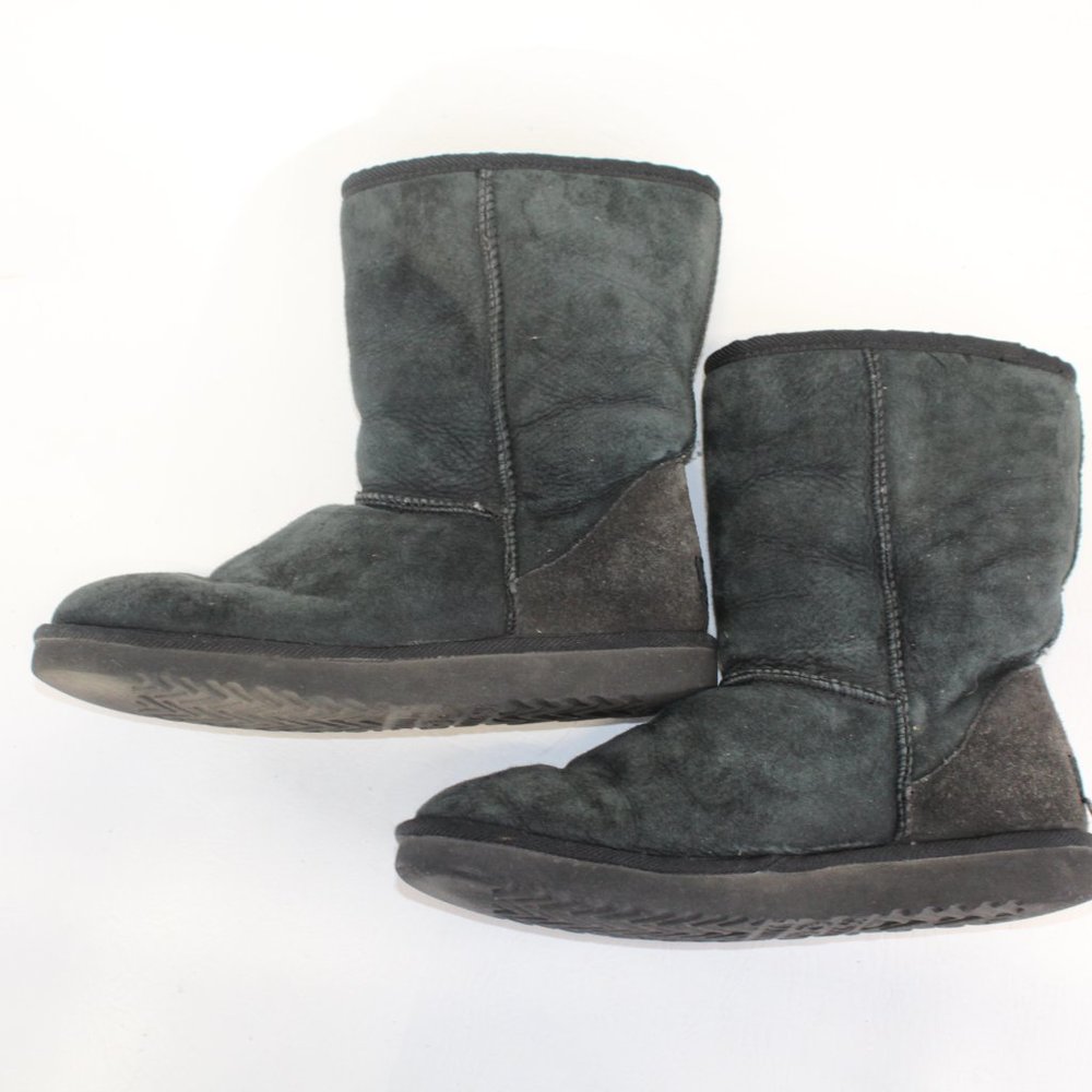 UGG Australia Classic Mid Calf Sheepskin Suede Boots Black Style F8006 #125 - Picture 6 of 11